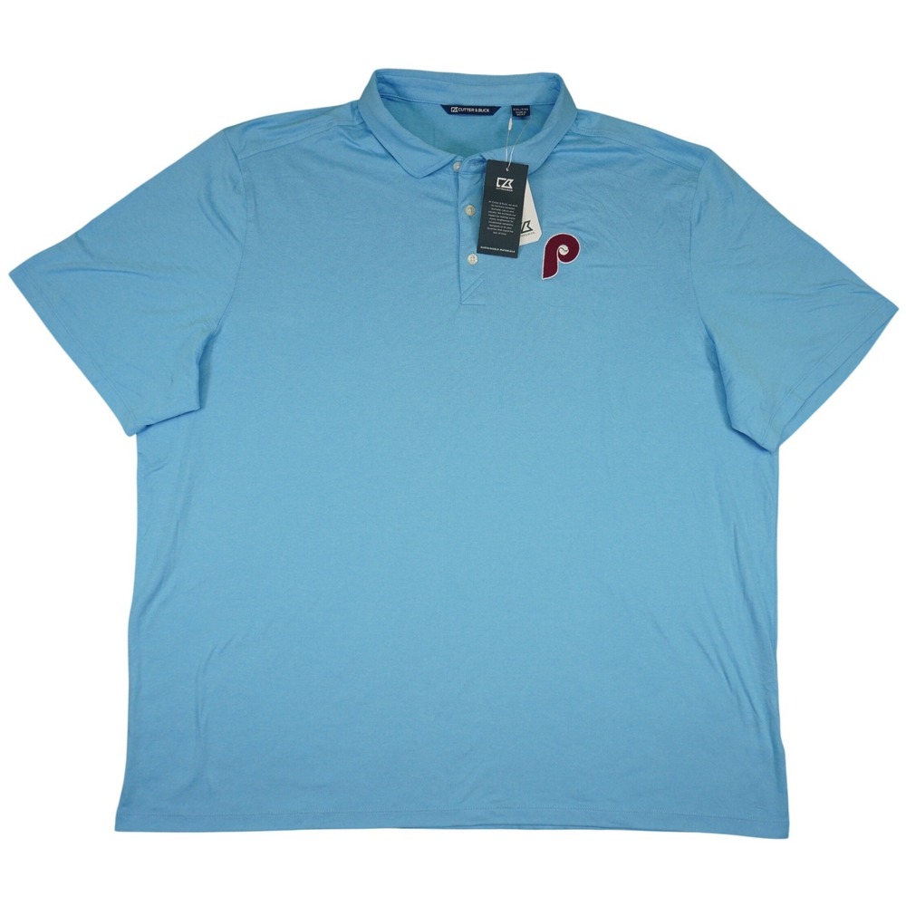 NEW Cutter & Buck Polo Shirt Mens XXL Blue Philadelphia Phillies MLB